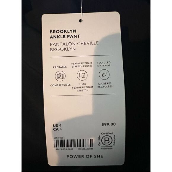 Athleta Women's Black Pull On Stretch Fabric Brooklyn Ankle Pant Size 4 NWT - Picture 6 of 6